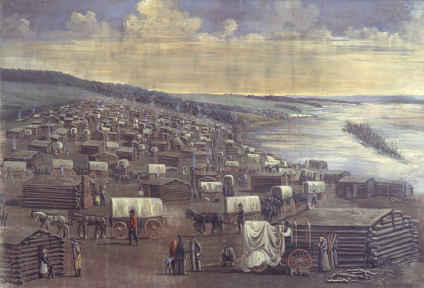 C. C. A. Christensen painting of Latter-day Saints at Winter Quarters
